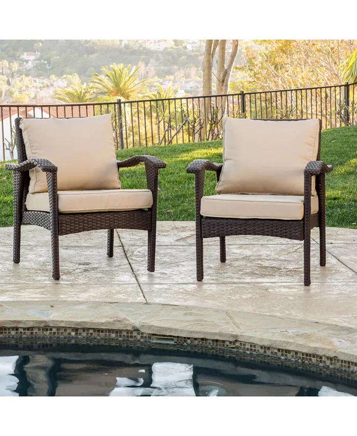 Noble House Bradley Outdoor Armchair with Cushions Set of 2