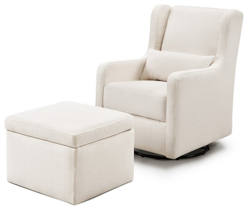 Carter  x27s By DaVinci Adrian Swivel Glider with Storage Ottoman in Gray Linen   Transitional   Gliders   by Homesquare  Houzz