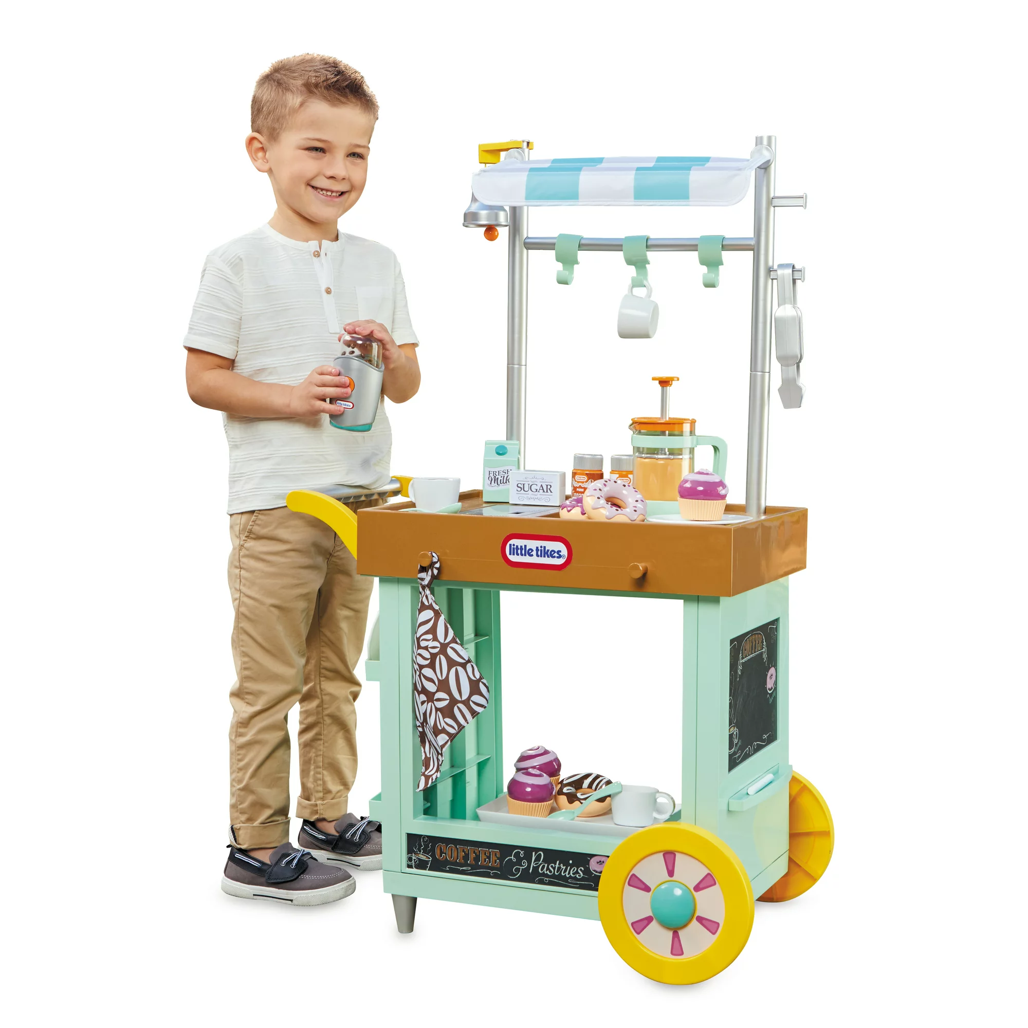 Little Tikes 2-in-1 Café Cart Pretend Food Cooking Toy Role Play Kitchen Playset