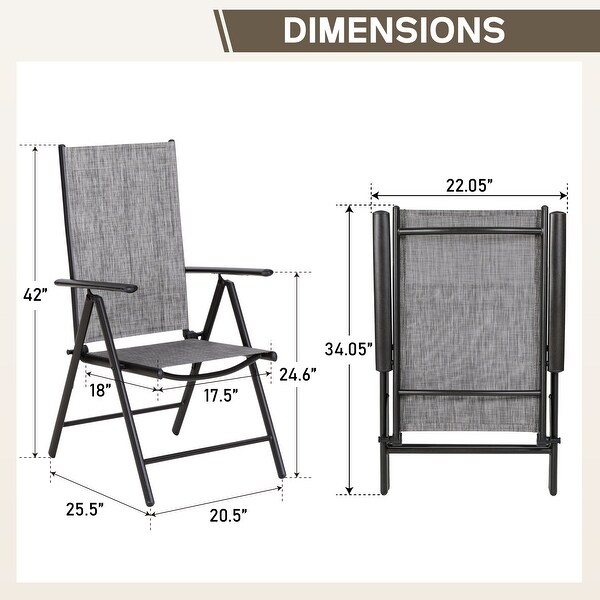 Outdoor 5/7Piece Patio Dining Set，7positon Reclining Folding Sling Chair and ECoating Metal Steel Table