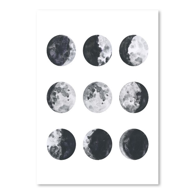 Americanflat Educational Mid Century Moon Phases Watercolor I By Samantha Ranlet Poster