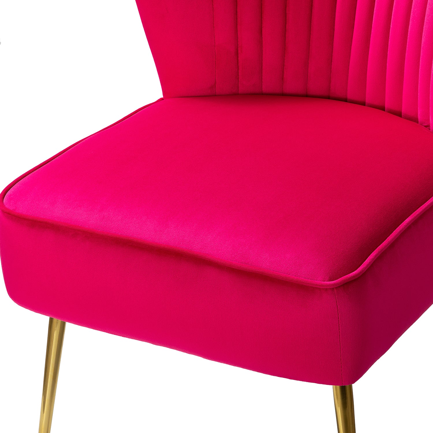 14 Karat Home Velvet Accent Chair Upholstered Transitional Armless Side Chairs Gold Leg Bedroom Living Room Fushia