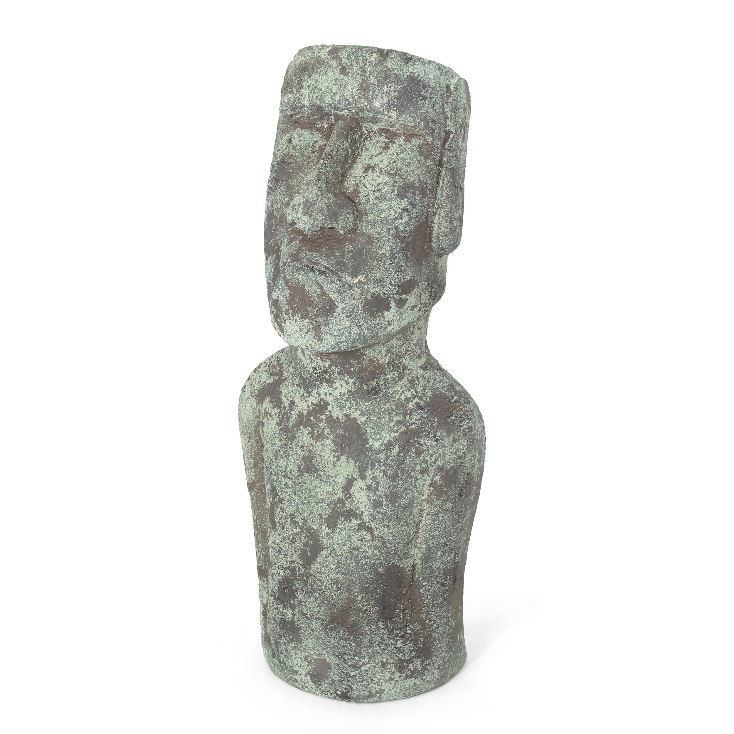 Sasser Outdoor Easter Island Garden Statue, Moss Green