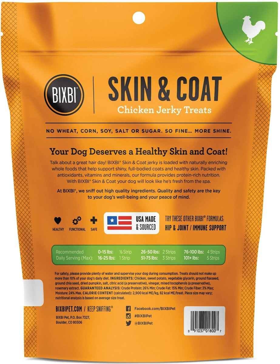 BIXBI Skin and Coat Chicken Jerky Dog Treats