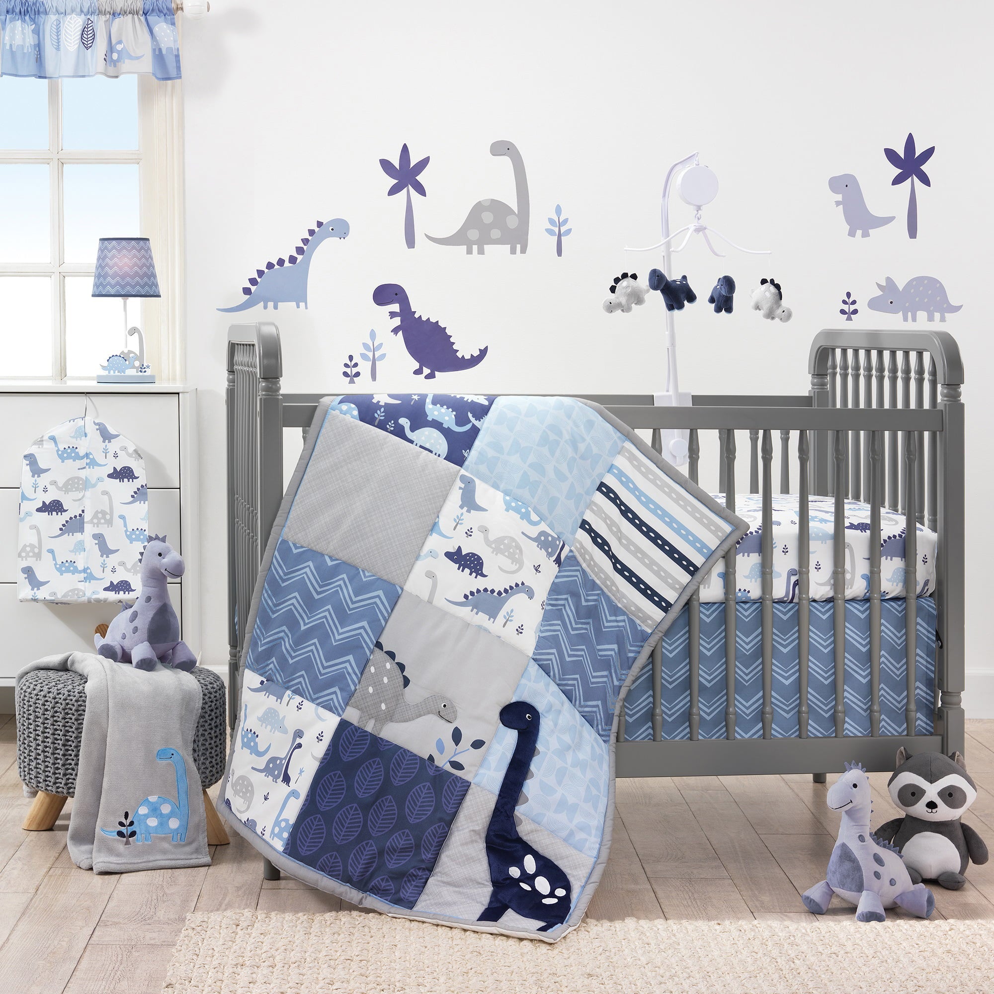 Bedtime Originals Roar Dinosaur 3-Piece Gray/Blue Crib Bedding Set