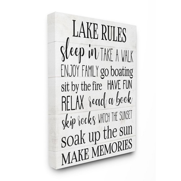 Stupell Industries Motivational Lake Rules Sign Text Styles Black White