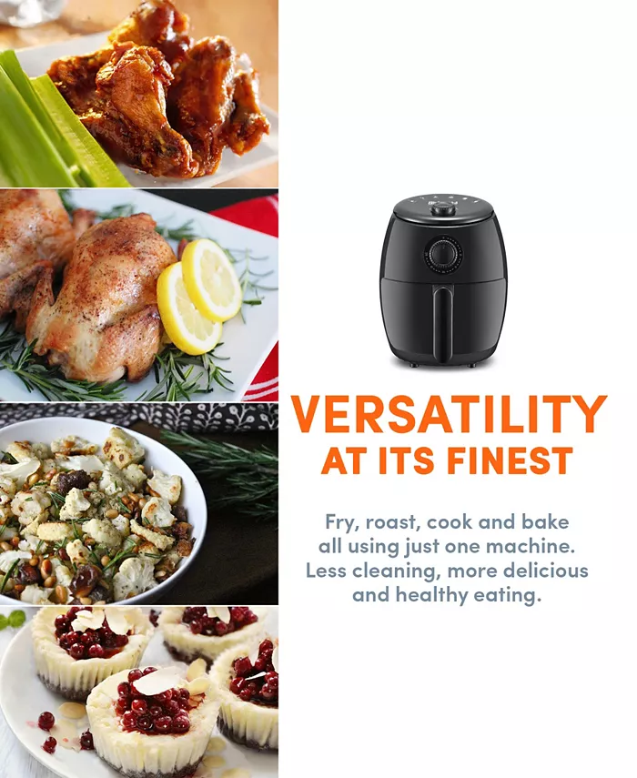 Elite Gourmet 2.1Qt. Compact Electric Hot Air Fryer with Timer and Temperature Controls 1000W