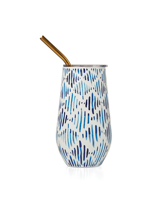 Lenox Blue Bay Stainless Steel Wine Tumbler with Straw