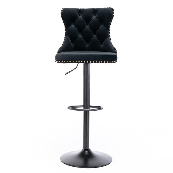 Swivel Velvet Barstools Adjusatble Seat Height From，Backs Comfortable Tufted for Home Pub(Set of 2)