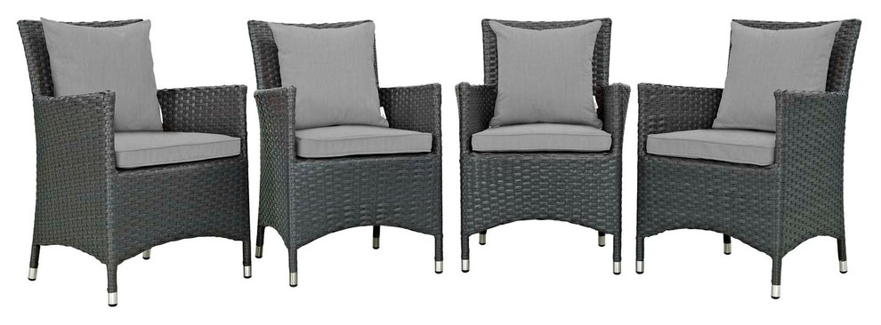 Modern Outdoor Side Dining Chair  Set of 4  Sunbrella Rattan   Tropical   Outdoor Dining Chairs   by House Bound  Houzz