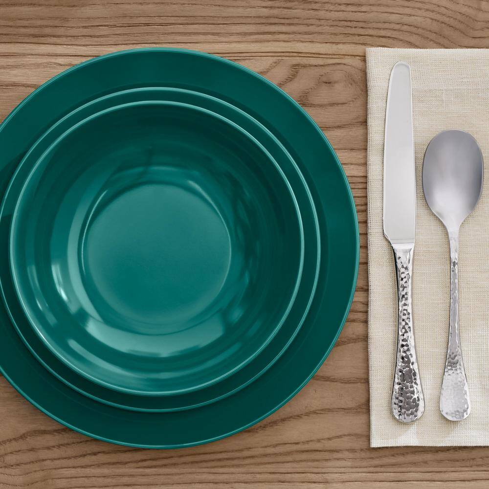 StyleWell Taryn Melamine Dinnerware Set in Gloss Malachite Green (Service for 4) AA21SETMAL