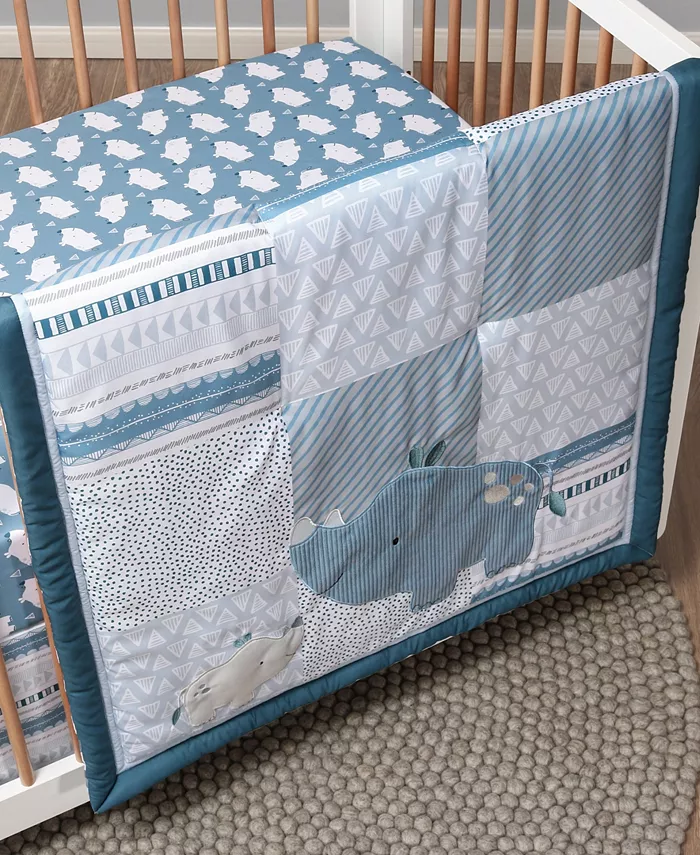 The Peanutshell Rhino Crib Bedding Set  3 Piece