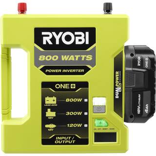 RYOBI ONE+ 18V 800-Watt Max 12V Automotive Power Inverter with Dual USB Ports RYi8030A