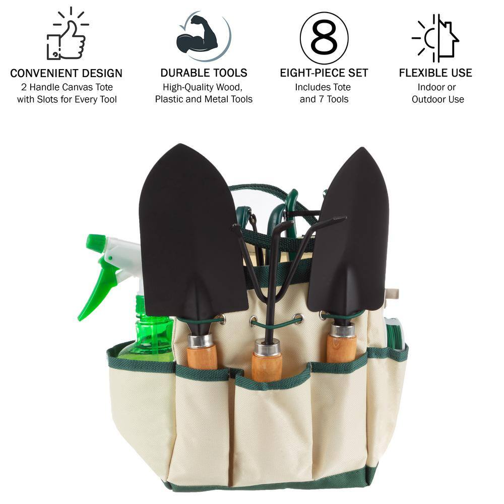 Pure Garden Gardening Hand Tool Set and Tote (8-Piece) HW155043