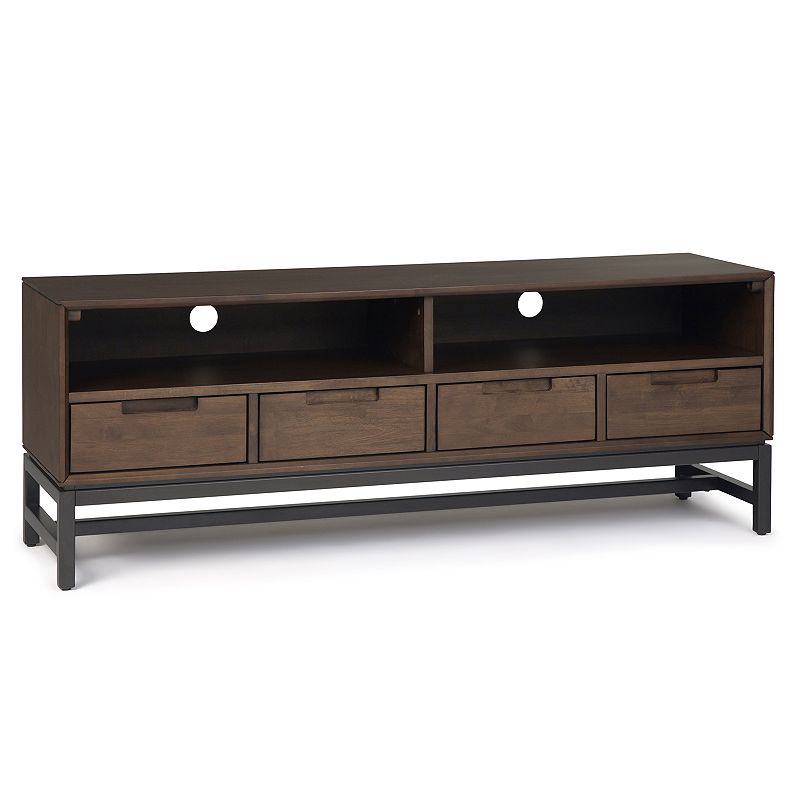 Simpli Home Banting Solid Hardwood Mid Century Low TV Stand