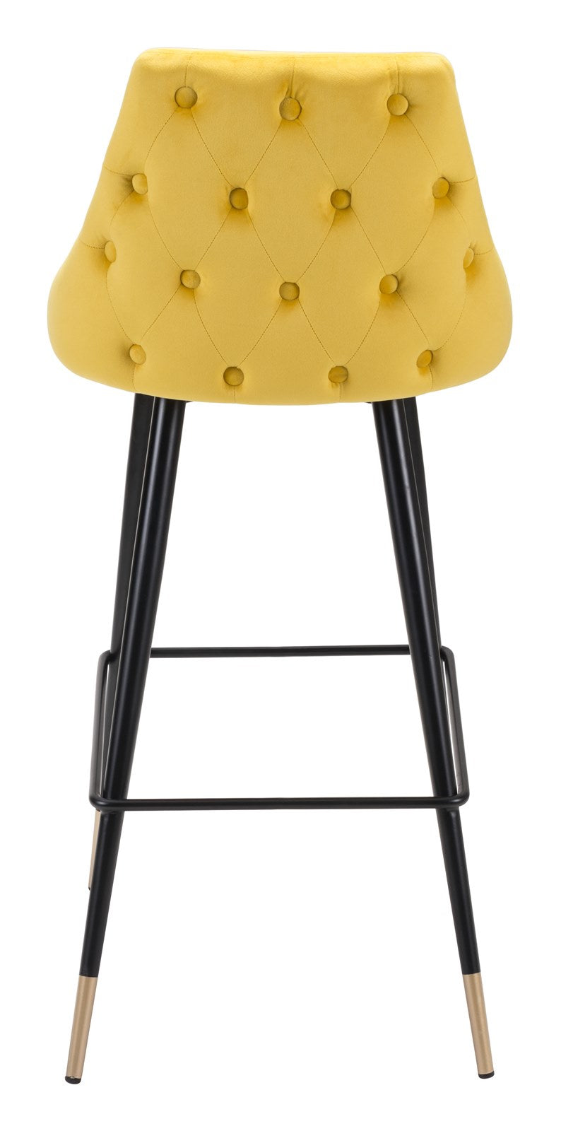 Modern Contemporary Bar Side Stool Chair Barstool， Yellow， Velvet Fabric Stainless Steel