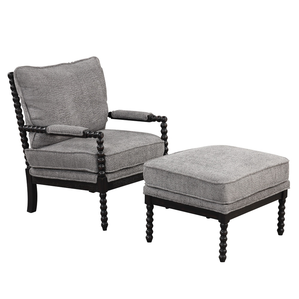 Tufted Velvet Accent Chair with Ottoman Lounge Chair Reading Chair