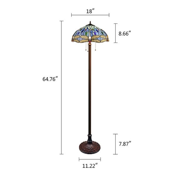 -Style Dragonfly Design Dark Bronze Floor Lamp - Dark Bronze