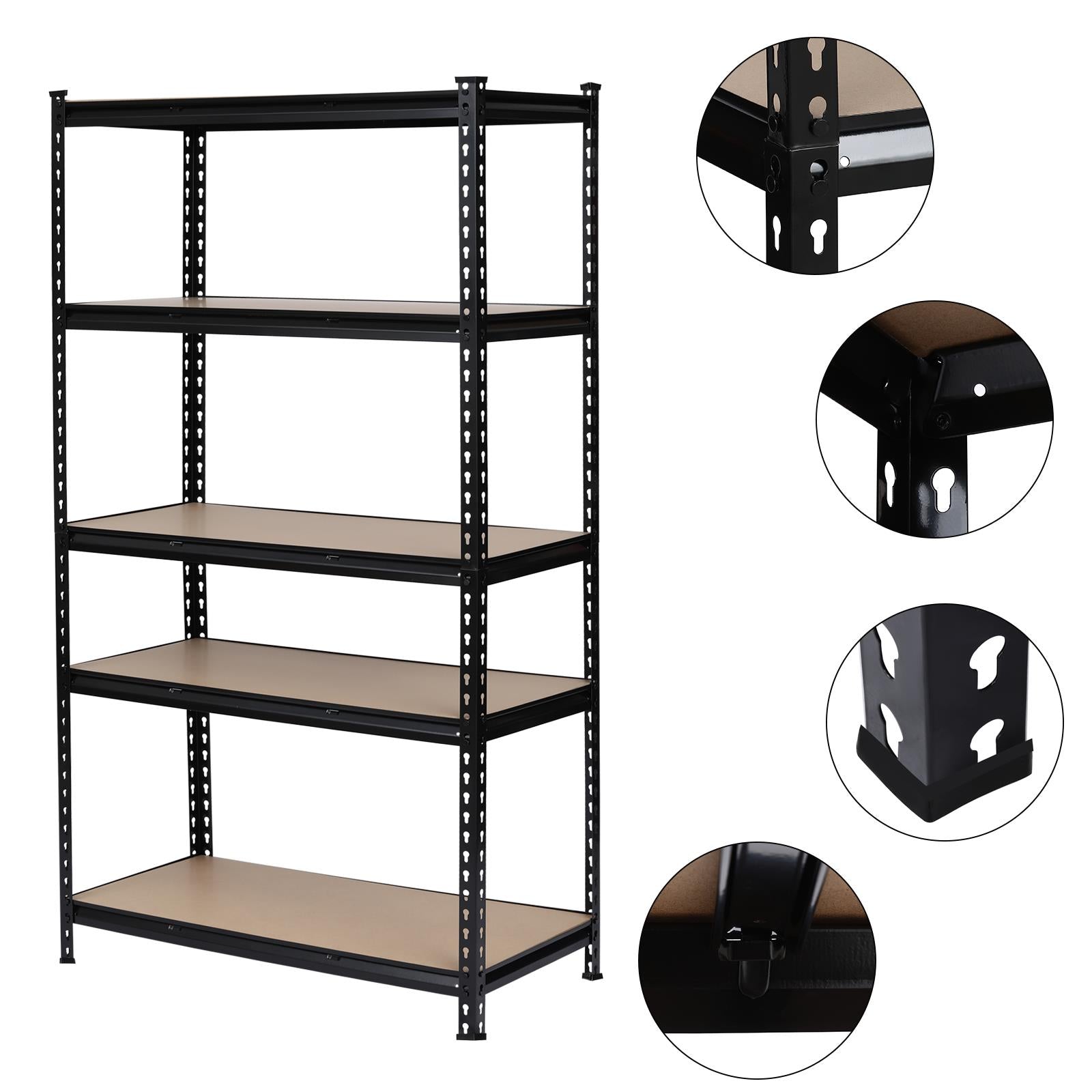 Zimtown 5-Shelf Steel Shelving Garage Storage Rack Organizer Black, 43