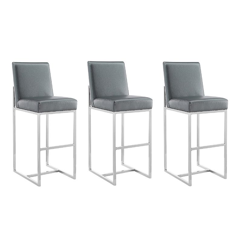 MANHATTAN COMFORT Element Faux-Leather Bar Stool 3-piece Set