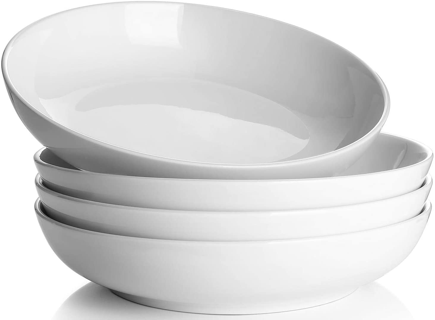 Y YHY 8.5 inch Ceramic Pasta Bowls-32oz， Set of 4， Large Salad Serving Bowls，White