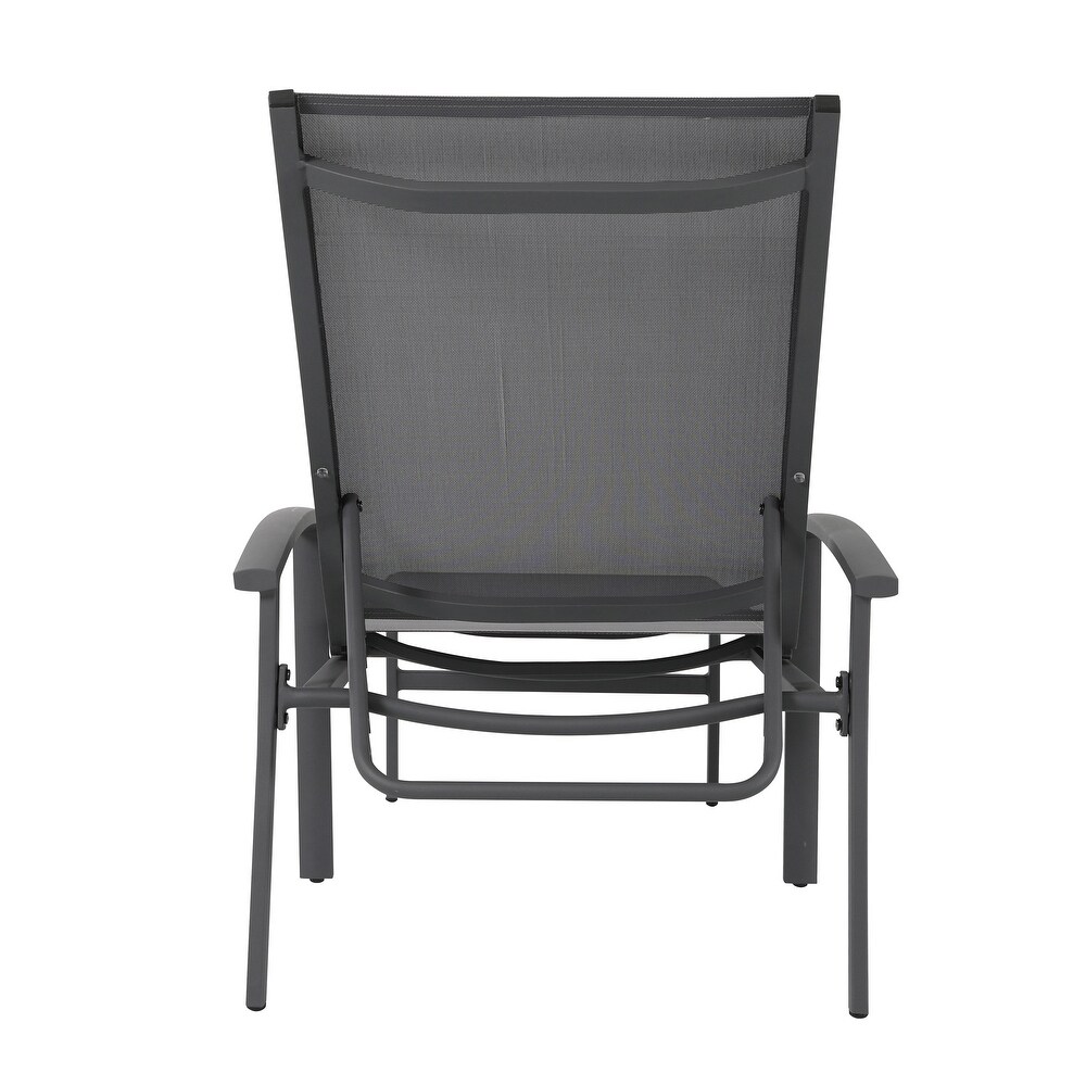 NUU GARDEN Outdoor Textilene Cape Coral Mesh Single Chaise Lounge in White/Grey