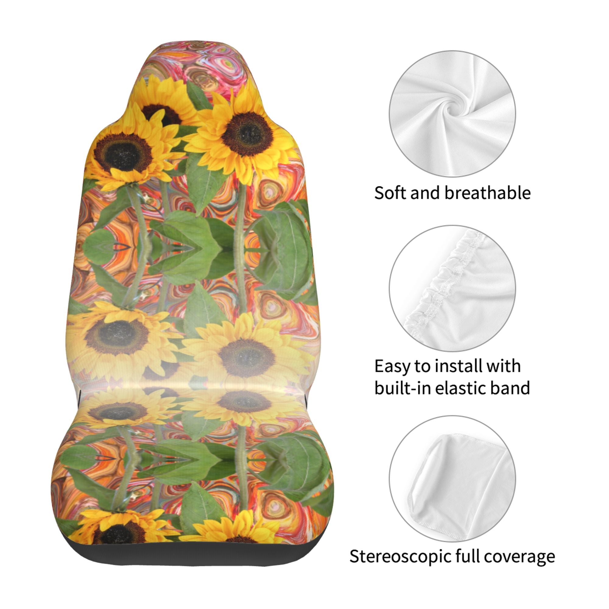 ZICANCN Car Seat Covers Front Seats Only，Sunflower Summer Automotive Seat Covers Protectors for Cars Trucks Suv 2 Pack