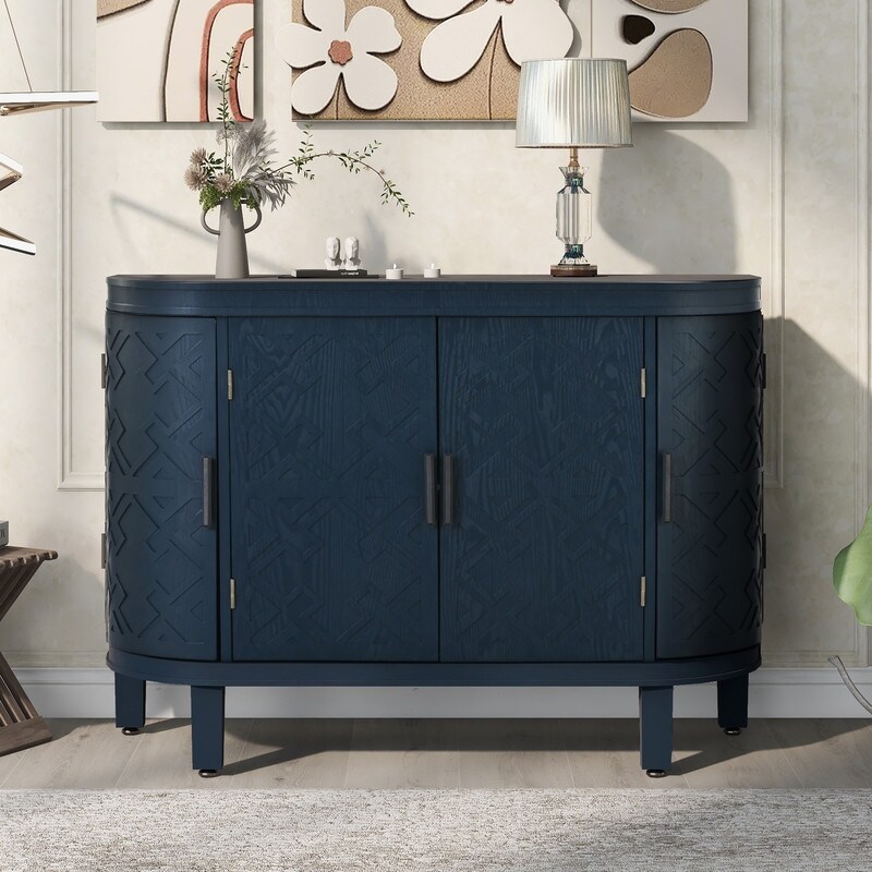 Accent Storage Cabinet Sideboard with Antique Pattern Doors for Entryway