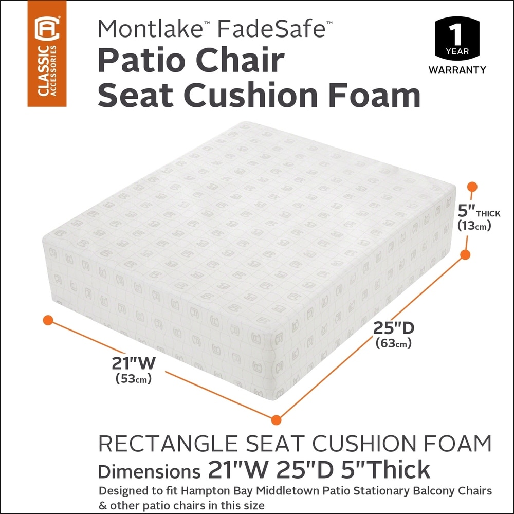 Classic Accessories Patio Lounge Seat Cushion Foam   5\
