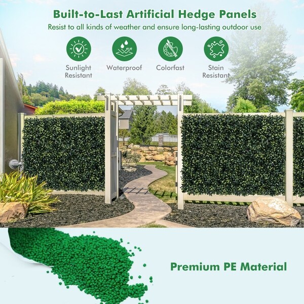 12 Pcs Artificial Peanut Leaf Hedges Panels 20 x 20 Fence Wall Plant