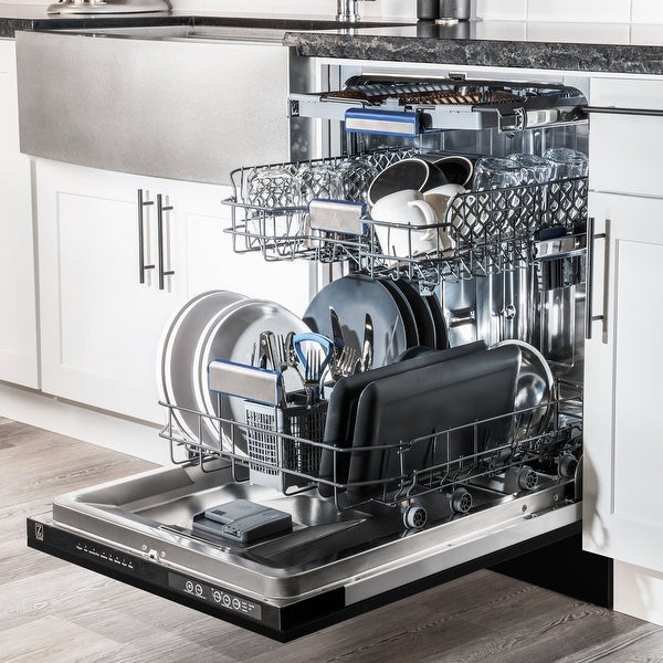 ZLINE Autograph Edition 18 Inch Compact 3rd Rack Top Control Dishwasher in Black Stainless Steel