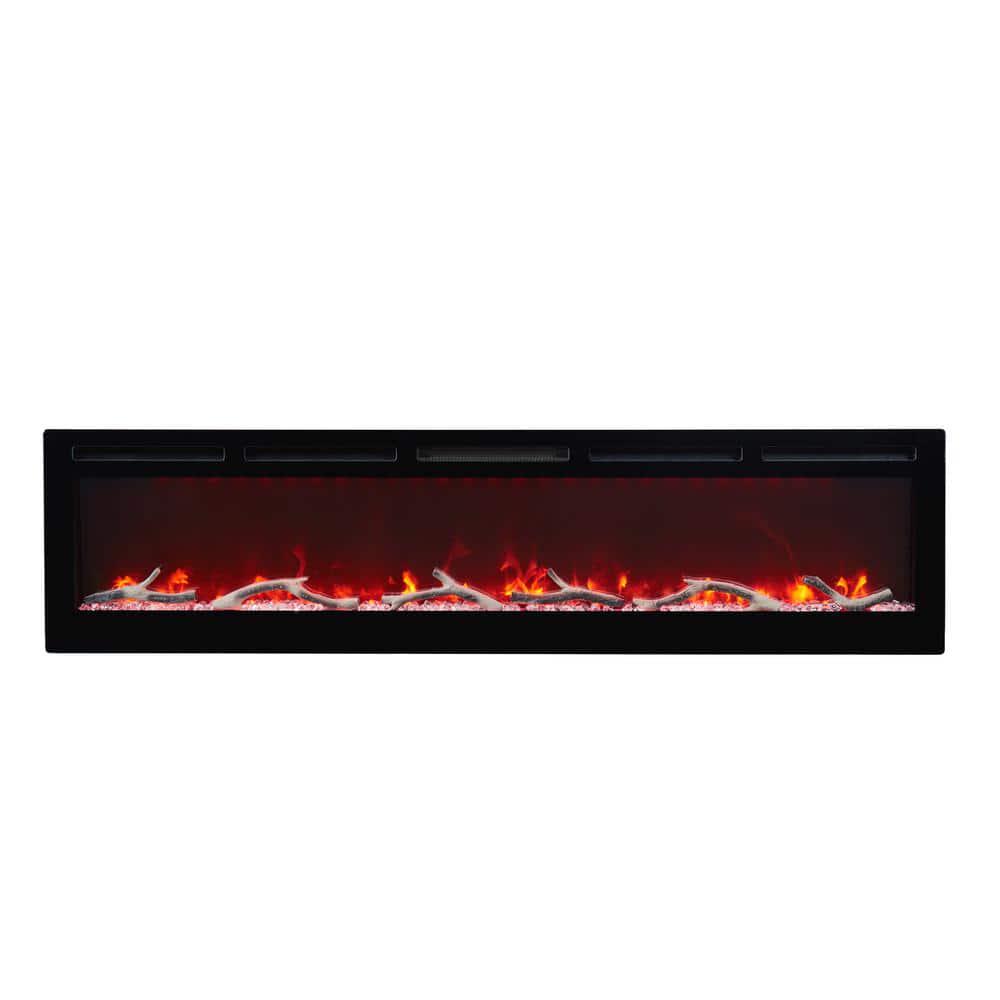 EDYO LIVING 72 in Wall Mount and Recessed Electric Fireplace in Black