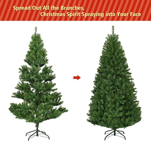 Gymax 59FT PreLit Christmas Tree Hinged Artificial Tree w/ Metal