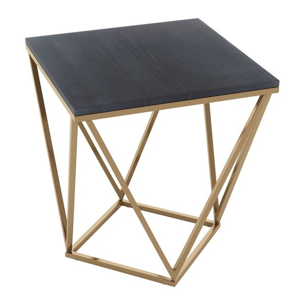 Verona Marble Side Table Black and Antique Brass - 19.7