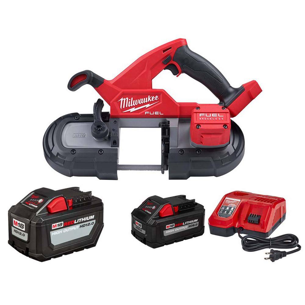 MW M18 FUEL 18V Lithium-Ion Brushless Cordless Compact Bandsaw 12.0Ah. Battery and 8.0ah Starter Kit 2829-20-48-11-1812-48-59-1880