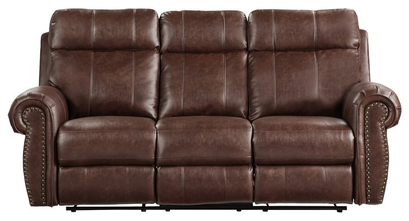 Lexicon Granville Microfiber Upholstered Power Reclining Sofa in Brown   Transitional   Sofas   by Homesquare  Houzz