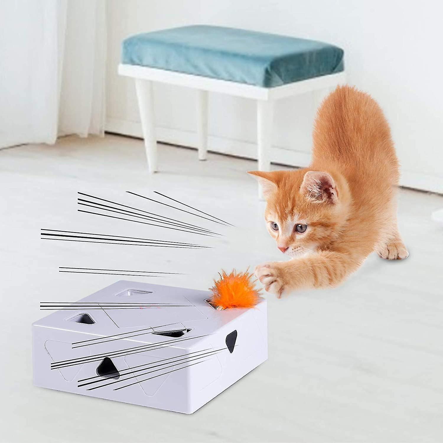 Smart Interactive Cat Toy， Ambush Interactive Electronic Cat Toy With Rotating Feather， Auto-shut Off Funny Cat Feather Magic Box For Indoor Kitty Ent