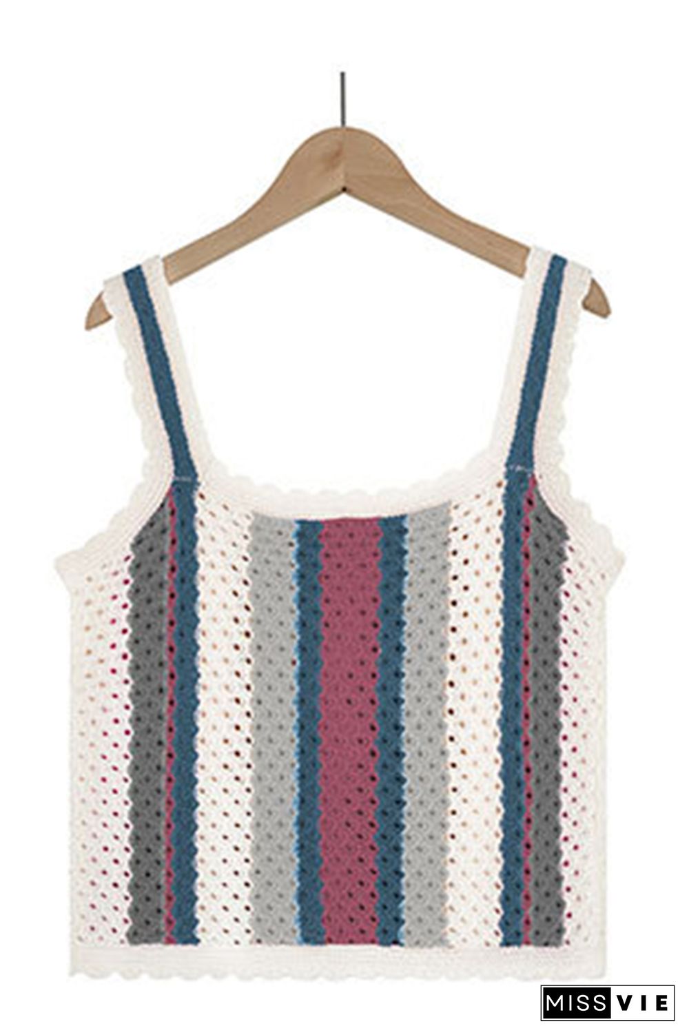 Button Down Multicolor Striped Knit Cami Top