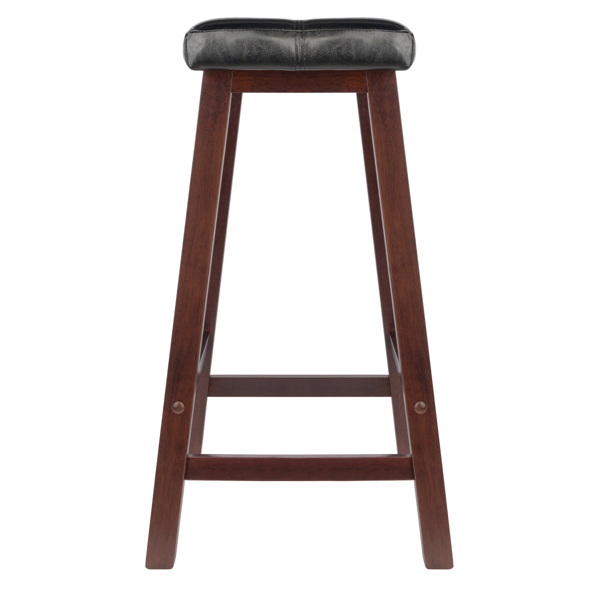 Winsome Wood Mona Cushion Saddle Seat Counter Stool， Black and Walnut