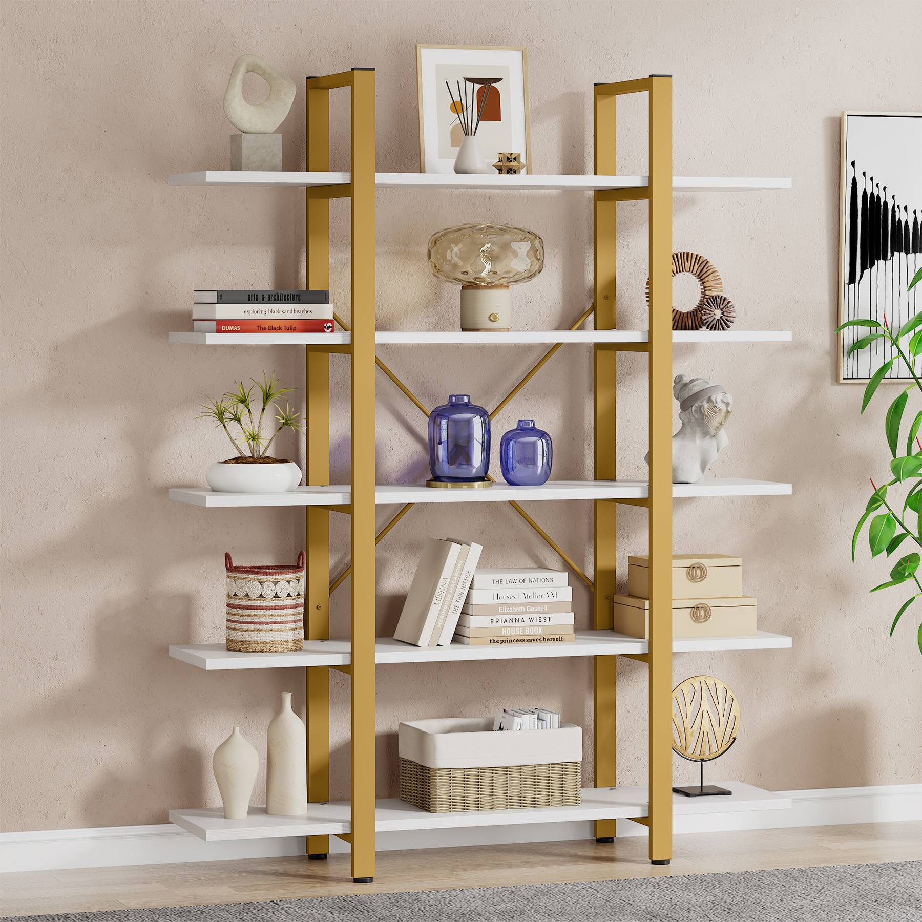 5-Tier Bookshelf, Open Etagere Bookcase Storage Display Rack