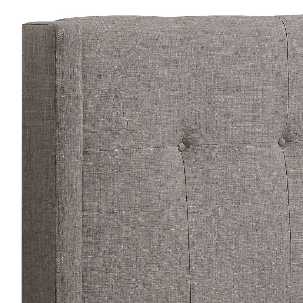 Adams King Size Headboard  Adjustable Metal Legs  Tufted Linen  Grey