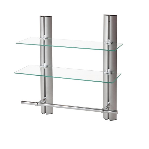 X 20 quot 2 Tier Adjustable Glass Shelf With Towel Bar Wall Shelf Danya B