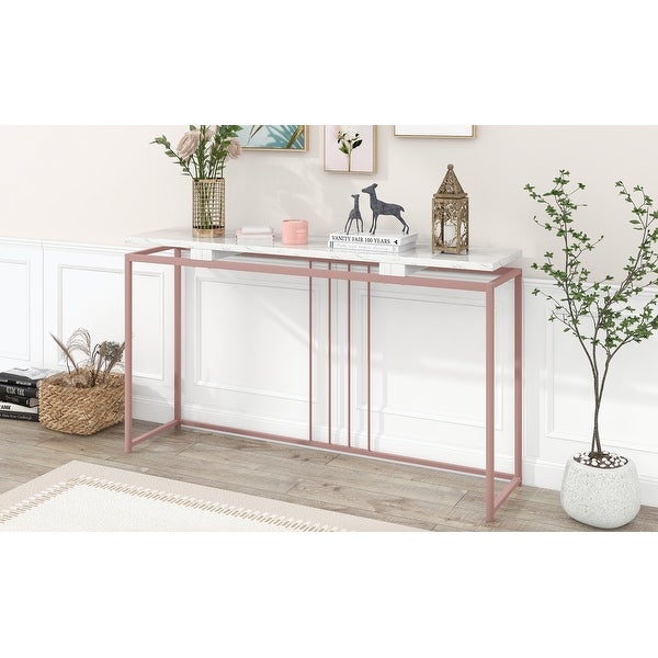 Console Table， Extra Long Entryway Table with Metal Frame