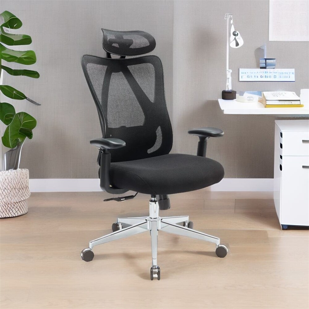 High Back Office Chair with Adjustable Headrest and Waistrest Mesh