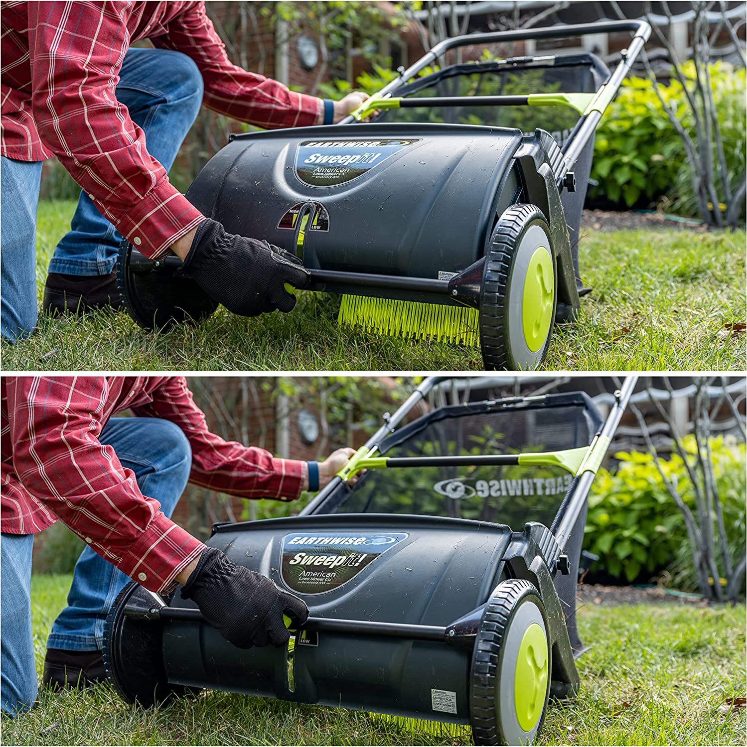 Earthwise LSW70021 21-Inch Leaf and Grass Push Lawn Sweeper， Width， Black