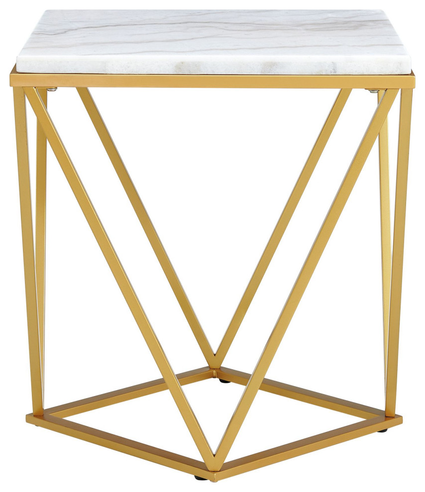 Riko Square End Table WithGold Metal Leg   Contemporary   Side Tables And End Tables   by Picket House  Houzz