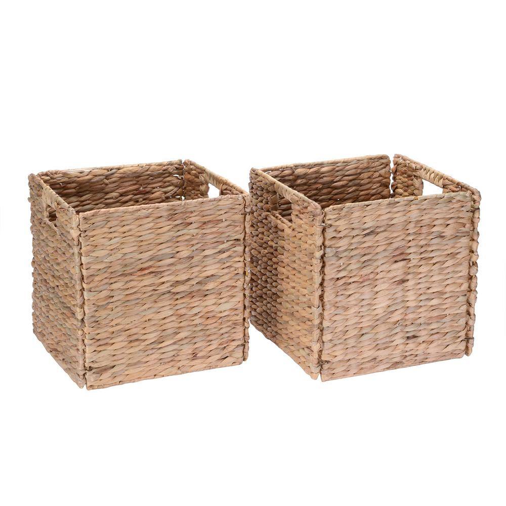 Villacera 12 in. H x 12 in. W x 12 in. D Tan Wicker Cube Storage Bin 2-Pack HWD020147