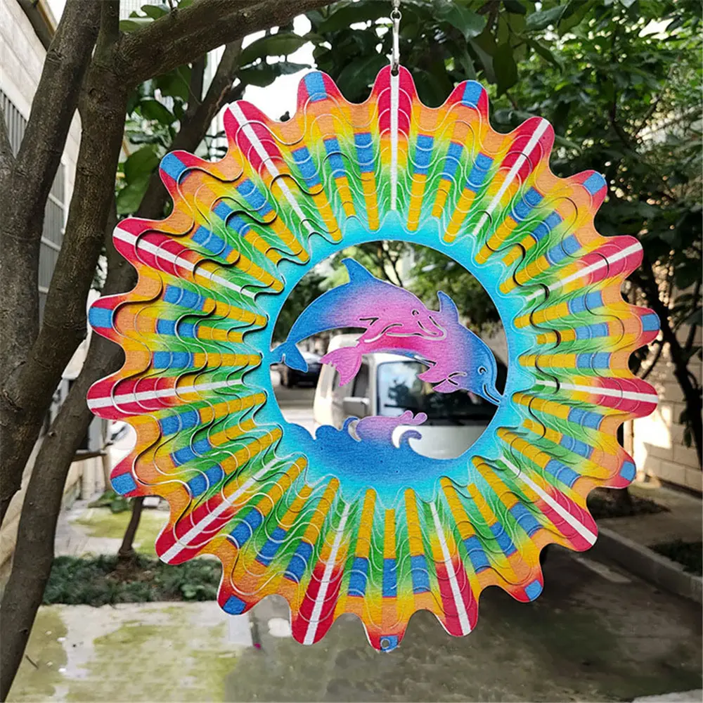 Custom High Quality Mandala Home Garden Decoration Metal  Stainless Steel 3D Wind Spinners