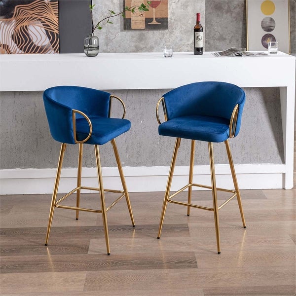 30 Inch Set of 2 Bar Stools with Chrome Footrest