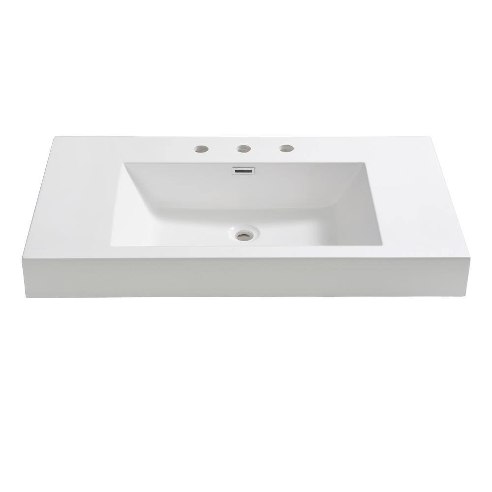 Fresca Vista 36 in. Drop-In Acrylic Bathroom Sink in White with Integrated Bowl FVS8090WH